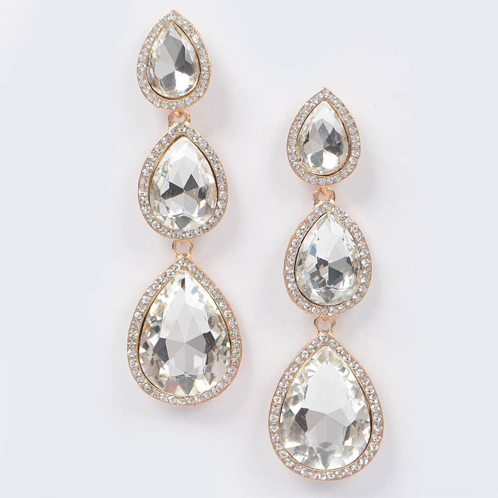Teardrop Drop Earrings-Clear
